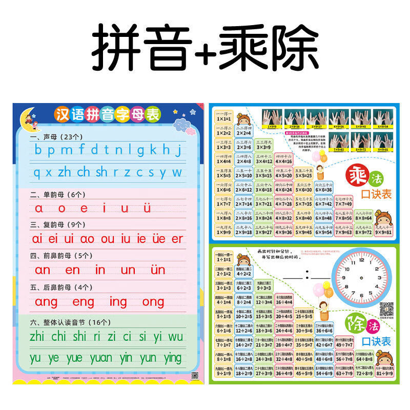 漢語小學生一年級兒童拼音字母表聲母韻母掛圖牆貼全套幼兒園 漢語