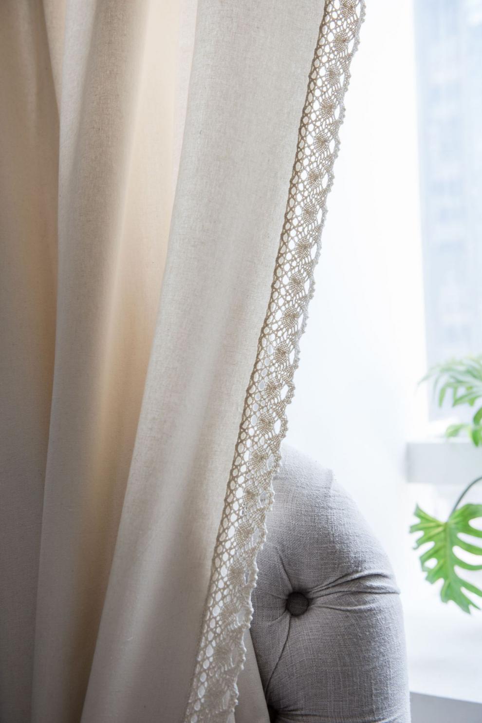 hengtravler家纺窗帘成品白色蕾丝边半遮光厨房帘日式简约隔断帘飘窗