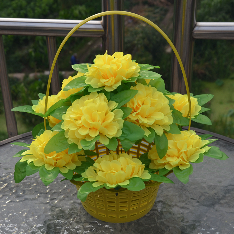 花行仿真菊花清明节祭祀供佛用绢布塑料花篮园菊花祭祀花花篮套装花篮
