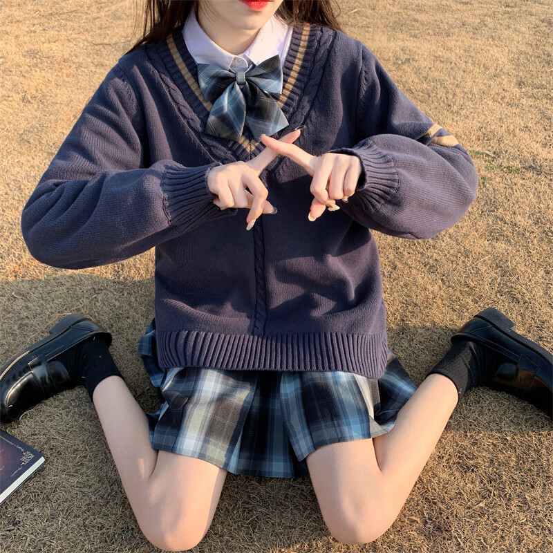 jk制服学生装冬天日系新年圣诞节红毛衣冬季甜美可爱jk制服裙套装裙子