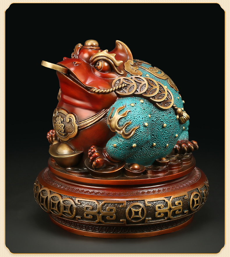 礼氏嘉创意招财三足蟾蜍聚宝盆全铜摆件家居金蟾办公室店铺开业高端