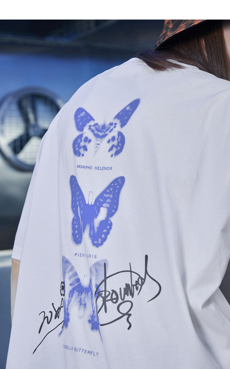 ecko犀牛休闲短袖男宽松潮牌t恤2021夏季新款渐变蝴蝶印花上衣情侣款