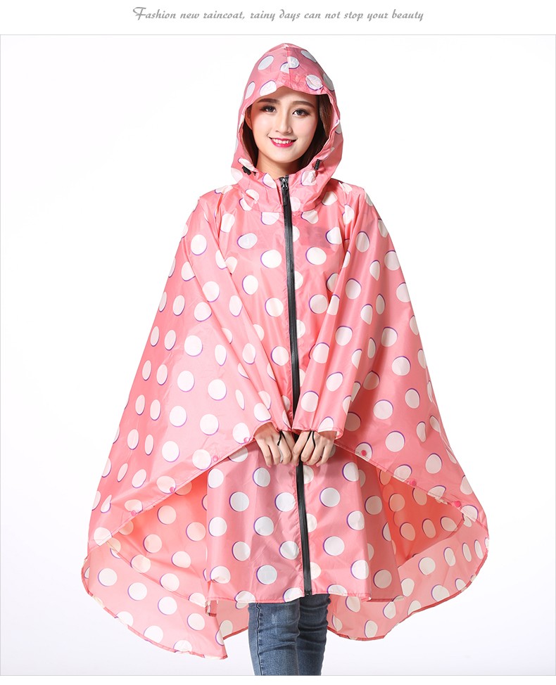 freesmily圆点斗篷雨衣学生女男长款户外走路骑行漂流大码玩水服防