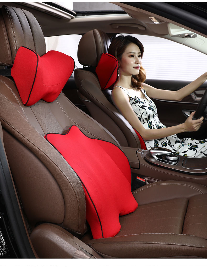 汽车头枕腰靠套装记忆棉靠垫靠背垫腰枕颈枕夏季透气座椅腰垫 头枕 腰
