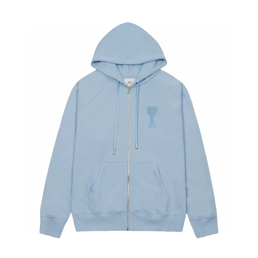 ami马卡龙卫衣ami连帽外套女杏色2022秋冬新款马卡龙色潮牌情侣同款
