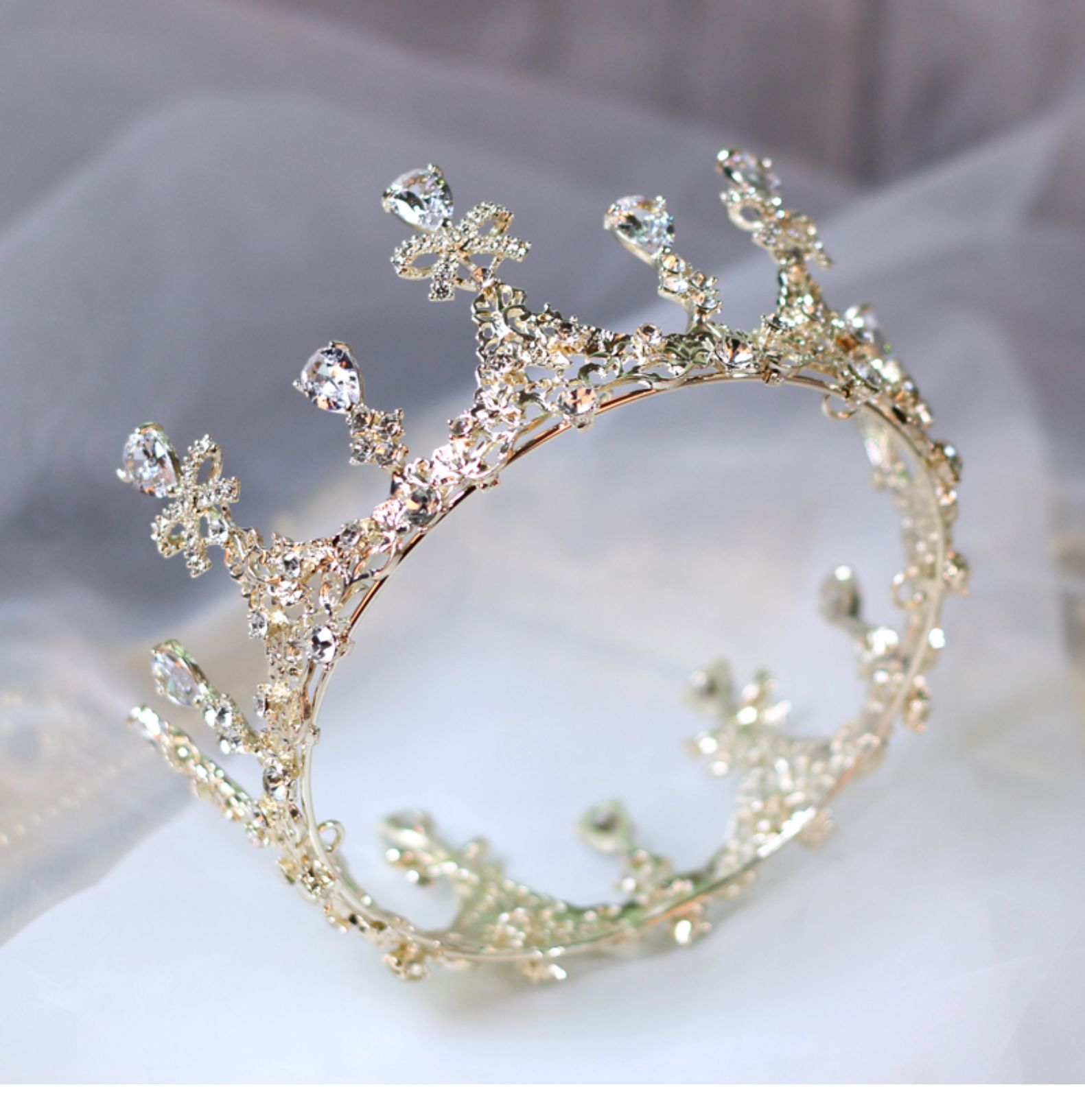 十八岁成年礼女18公主女王头冠 gz-62复古皇冠 串灯(拉菲草礼盒装)