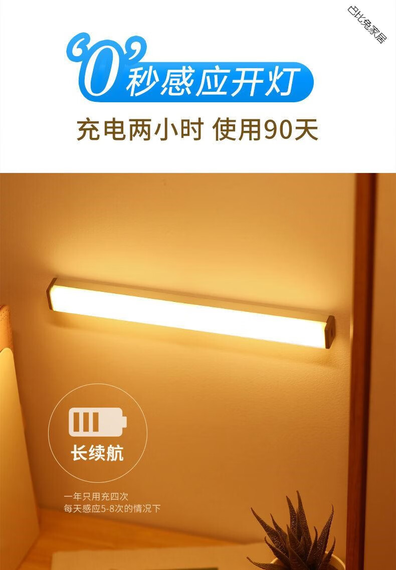 智能人體感應小夜燈自動聲控燈光控可充電池式家用過道樓道無線起夜燈