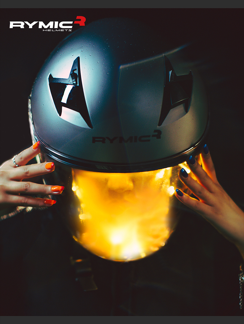 rymic r878 3c认证款摩托车头盔男女双镜片半盔哈雷机车四季通用跑盔