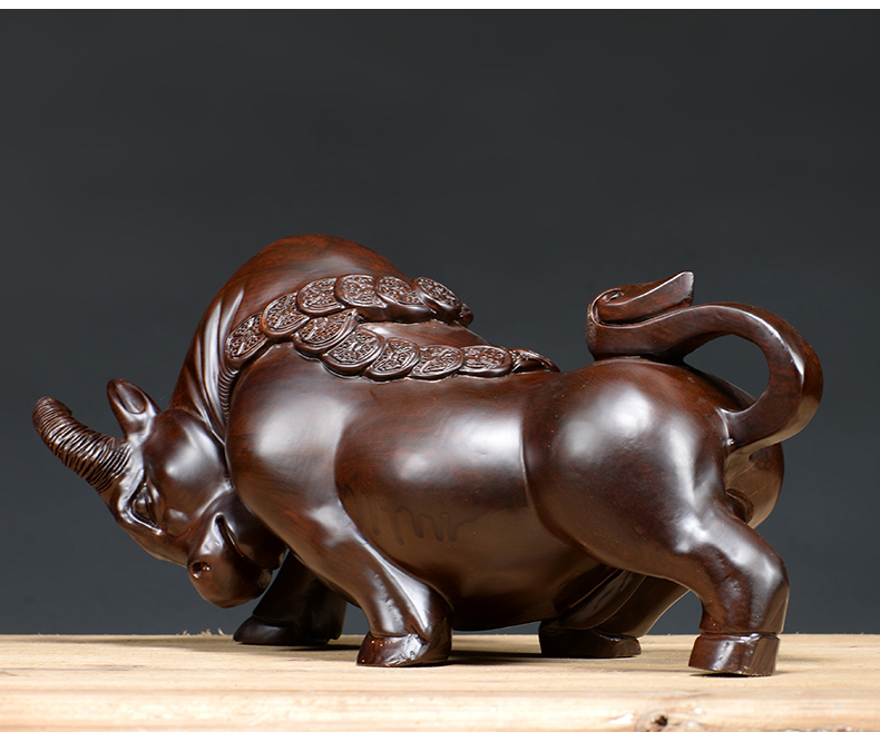 仙莱阁 木牛实木雕刻手工精雕牛气冲天家居木头仿古
