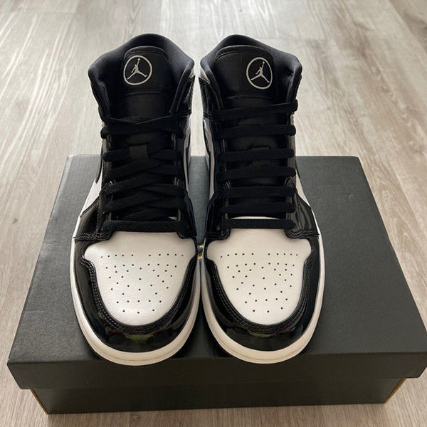 airmid乔中帮滑板鞋全明星黑白熊猫漆皮篮球鞋dd1649001黑白熊猫漆皮