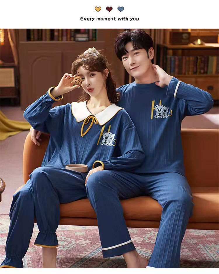 情侣睡秋春款棉长袖大码男家居服夫妻套装 1024 之 长袖情侣 单男 xl