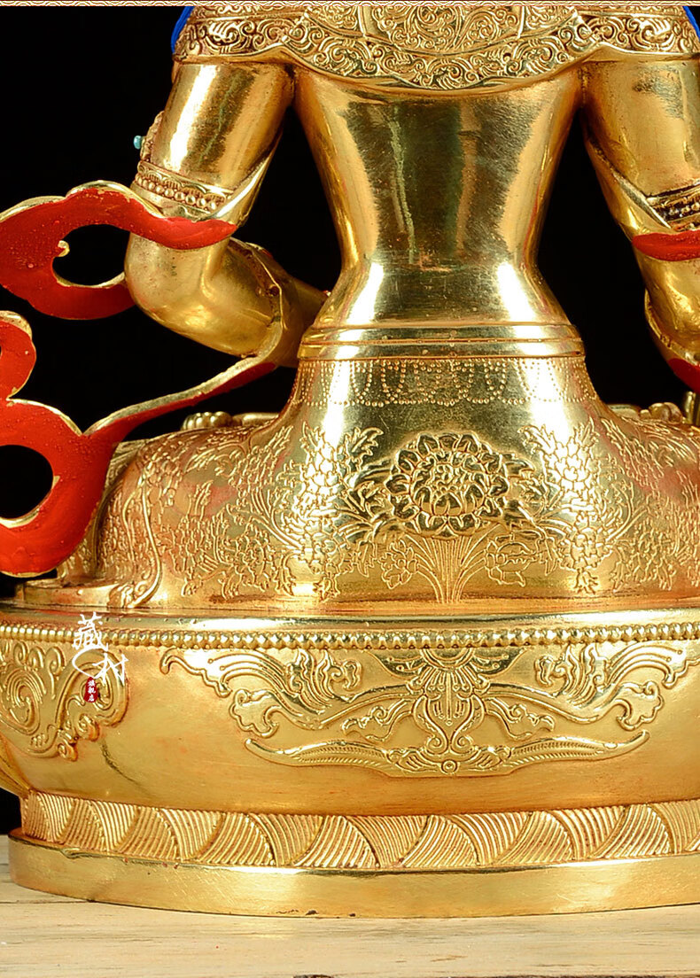 藏村 地藏王菩萨 藏传佛教密宗供奉铜鎏金佛像家居客厅玄关装饰摆件