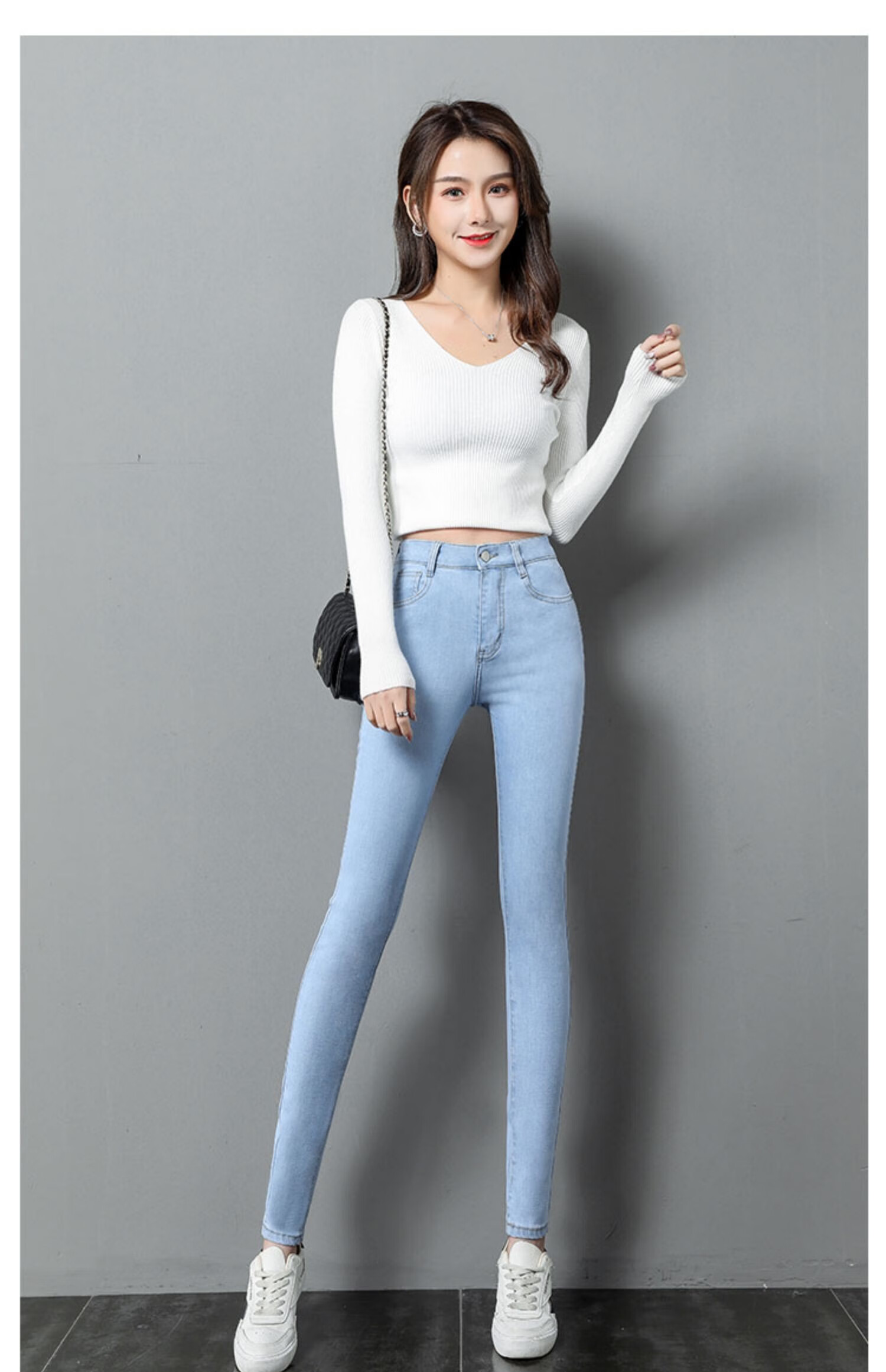 九分弹力紧身长裤子豆豆服a21中蓝色单裤九分251尺8参考7890斤左右