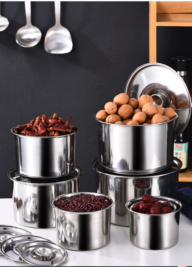 厨房配件 调料器皿 度佳行 调料缸食堂调料盒 不锈钢调料罐201圆形