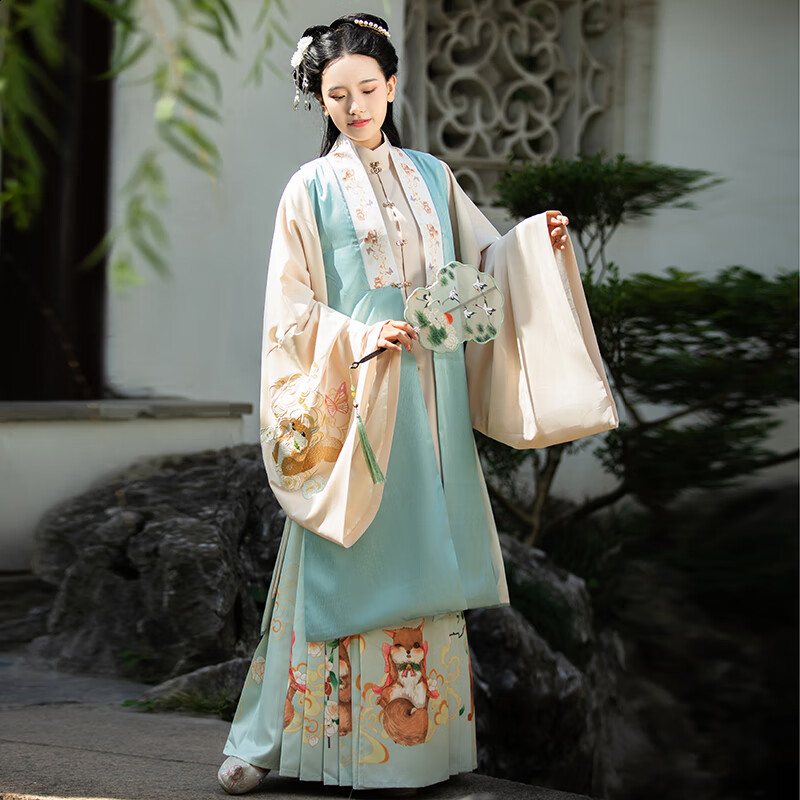 汉服成人女冬季大码马面裙明制日常穿搭新年古装中国风喜庆 红色小_上