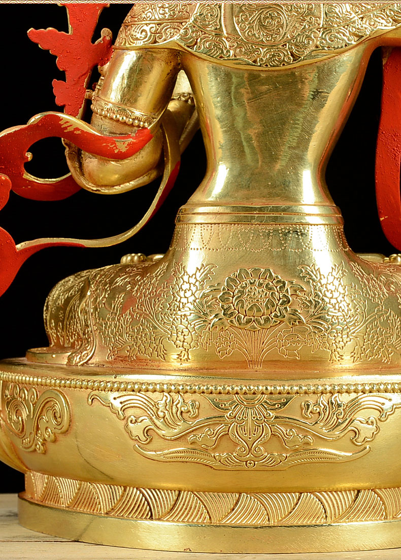 藏村 文殊菩萨佛像 藏传佛教铜全鎏金雕花密宗居家佛堂玄关供奉摆件