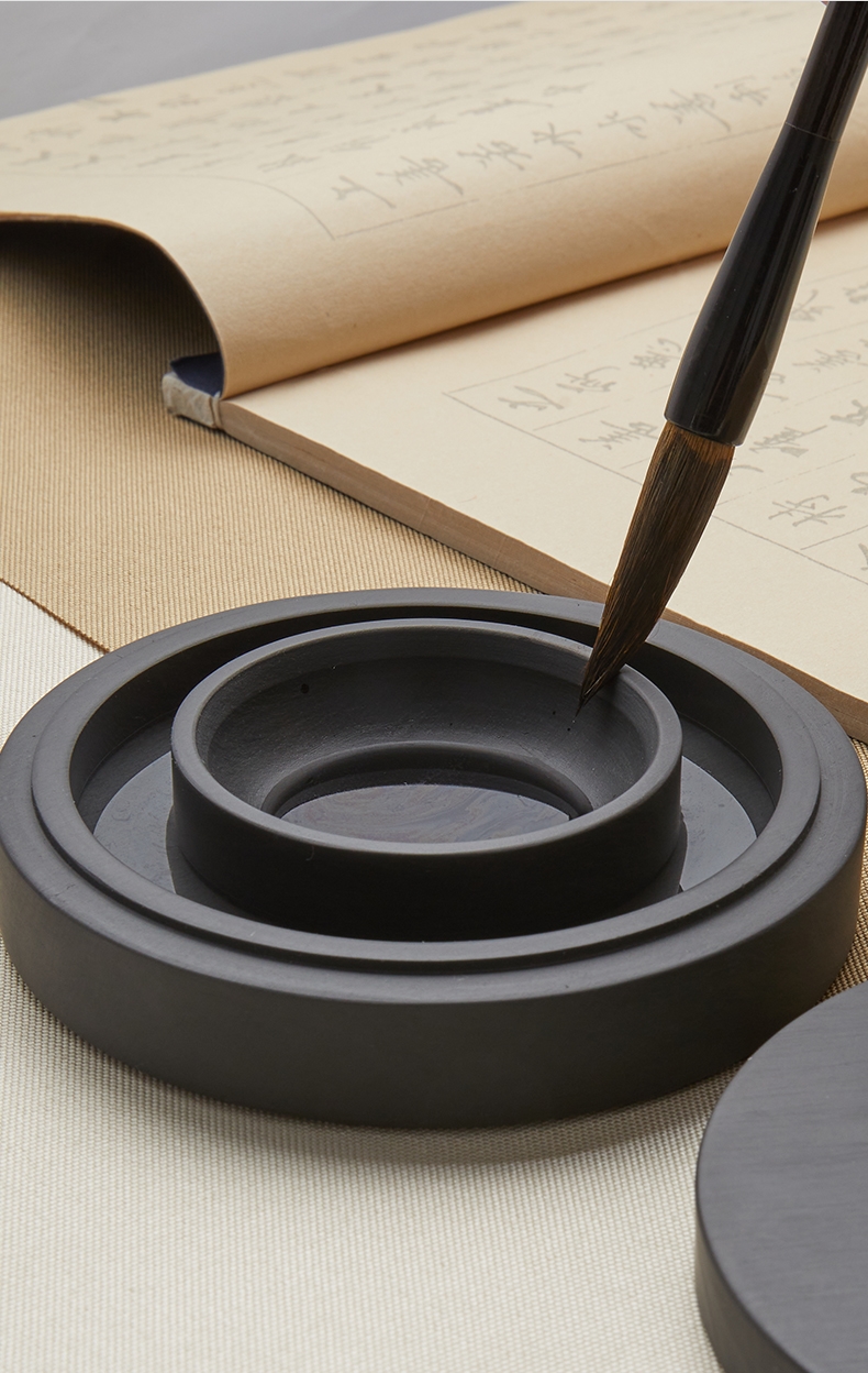 【高端品质】2022新款荣宝斋毛笔墨汁砚台 火锅砚书法专用带盖双圈