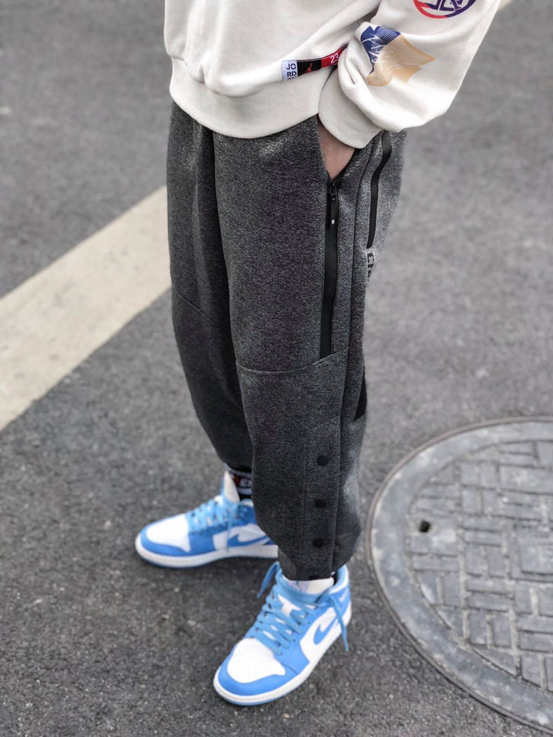 cba排扣裤篮球裤男长裤半开扣出场服宽松直筒nba纽扣裤运动训练裤 cba