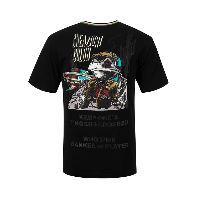 creazioni青蛙2021春夏新款短袖t恤男字母印花潮牌棉高端男装 黑 48