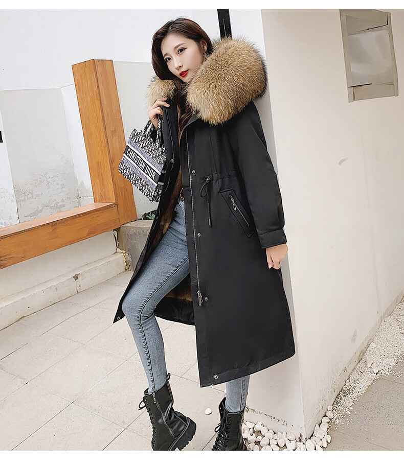 秋冬轻奢品质派克服女青根貂海宁皮草真毛水貂整貂毛中长款貂皮大衣可