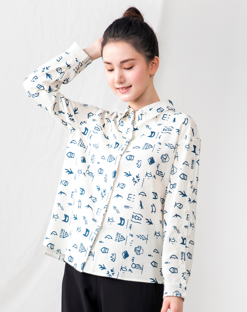 yifini/易菲白色纯新疆棉polo领衬衫女设计感小众上衣2021夏季新款潮