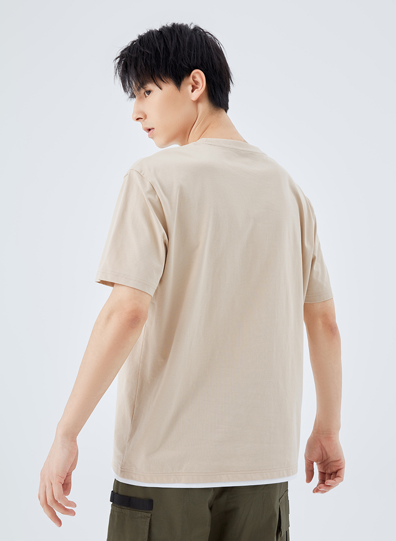 热风2021年夏季新款男士休闲基本拼边t恤f01m1249 08杏色 m