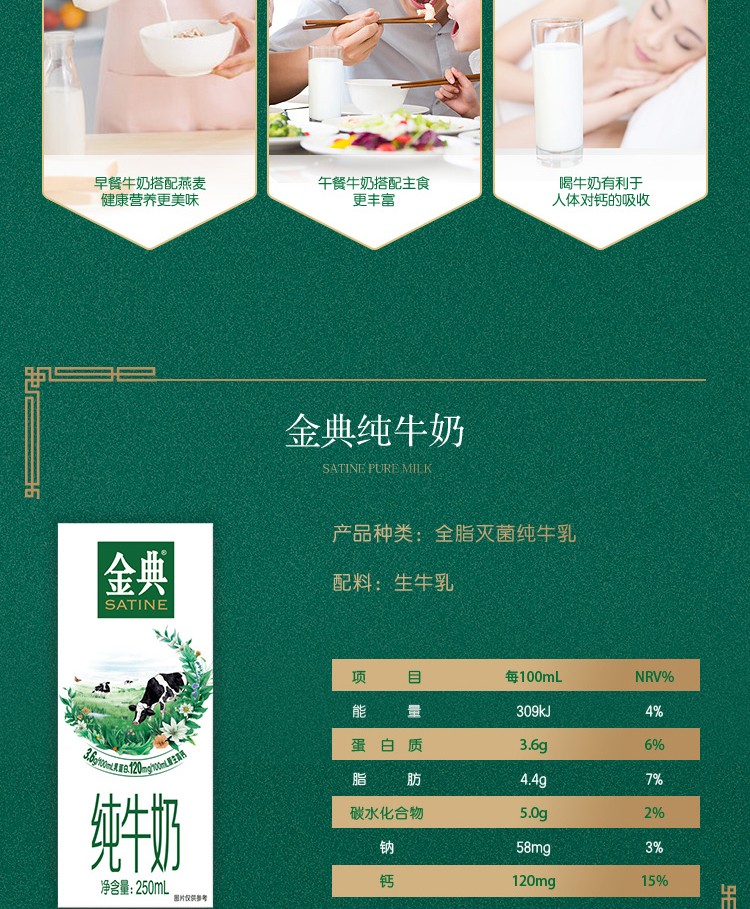 25973-伊利金典纯牛奶饮品250mlx12盒\/提儿童学生成人老人早餐奶原味常温(礼盒装)-详情图