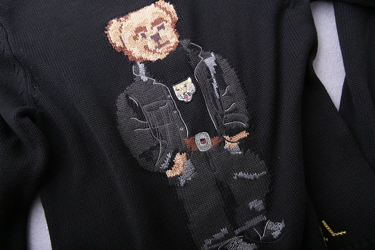 拉夫劳伦(ralph lauren) 学院风小熊立体刺绣厚针织毛衣 宝蓝 s【图片