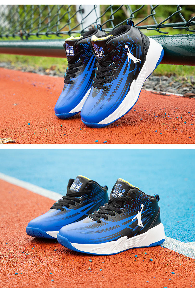 沙筱奕儿童篮球鞋篮板王男童防水皮面高帮运动鞋秋冬新品中大童小孩