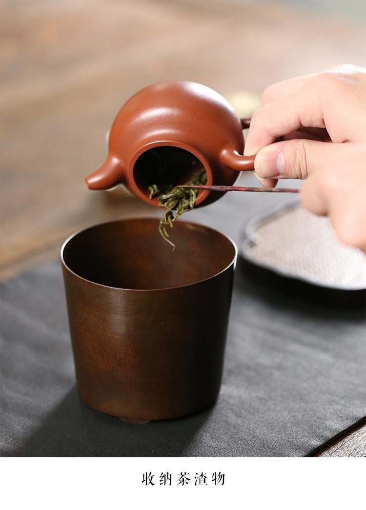 一纪kazunori日式手工复古铜茶洗建水家用笔洗茶具配件洗茶碗茶杯茶