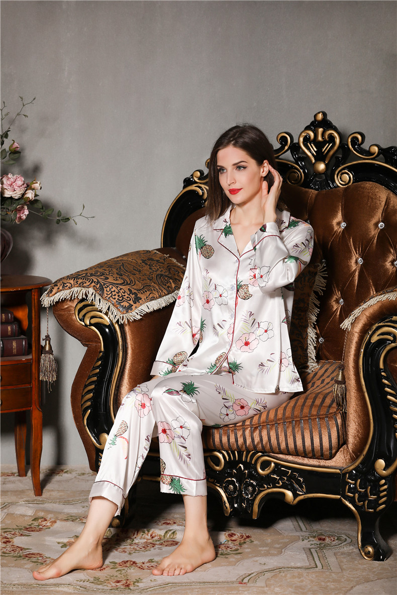 清仓捡漏纵享丝滑法国kj轻奢系列睡衣女冰丝睡衣春夏夏长袖长裤绸大码