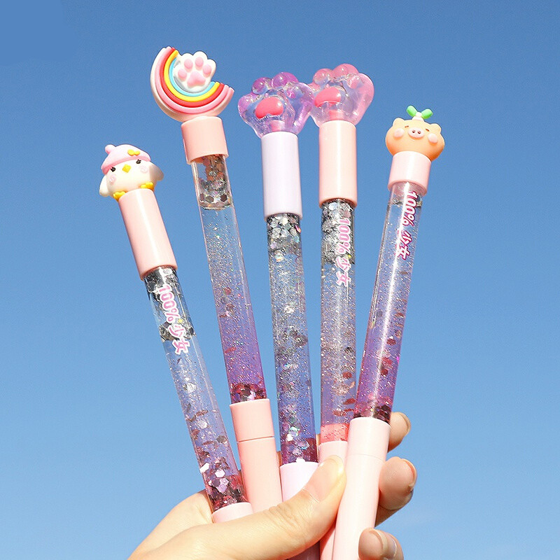 闪光流沙笔网红卡通小仙女可爱超萌水笔中性笔少女心学生文具用品