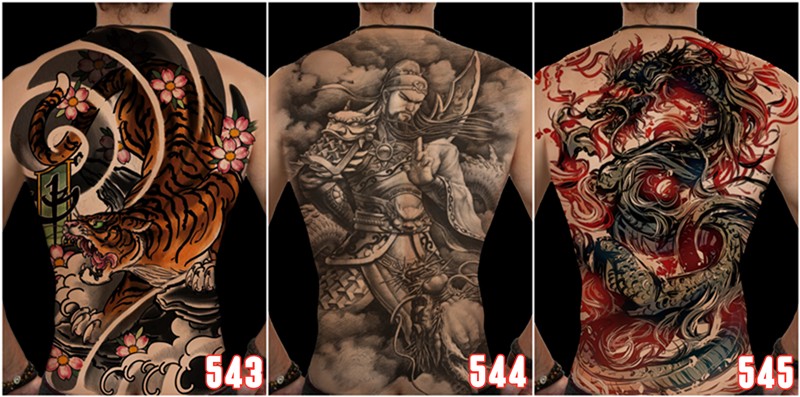 2张满背满背后背纹身贴防溅水男女大图艺鲤鱼图腾仿真刺青贴