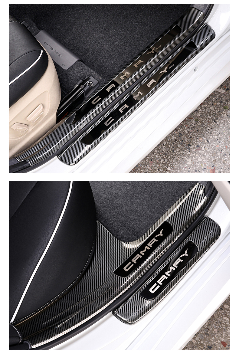 迎宾踏板改装装饰 八代凯美瑞汽油版内置 外置(黑钛拉丝蓝贴片)8片装