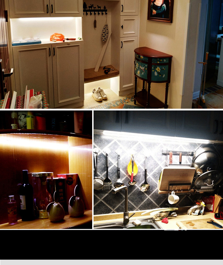 三脚猫 直角柜体灯手扫感应灯橱柜灯led柜底灯斜面发光长条灯插电免