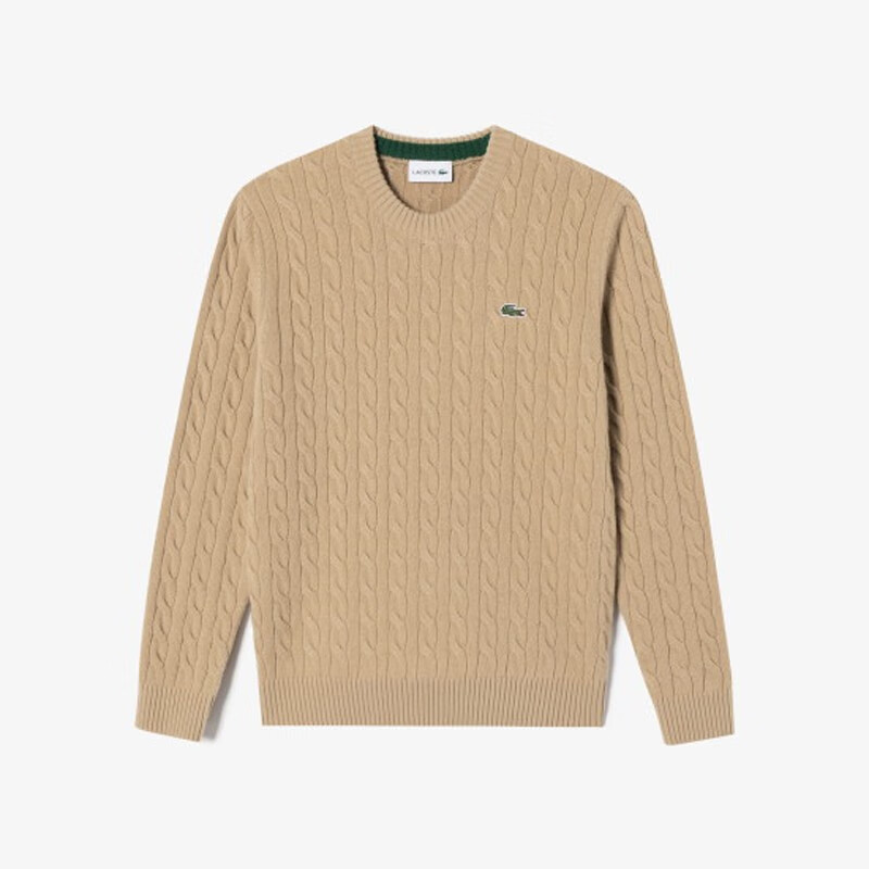 lacoste法国鳄鱼毛衣麻花针织时尚圆领羊毛套头衫 海军蓝166 95/3