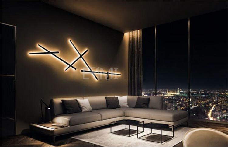 背景墙线条装饰壁灯长条沙发前台餐厅酒店大堂创意十字艺术异形灯 l款