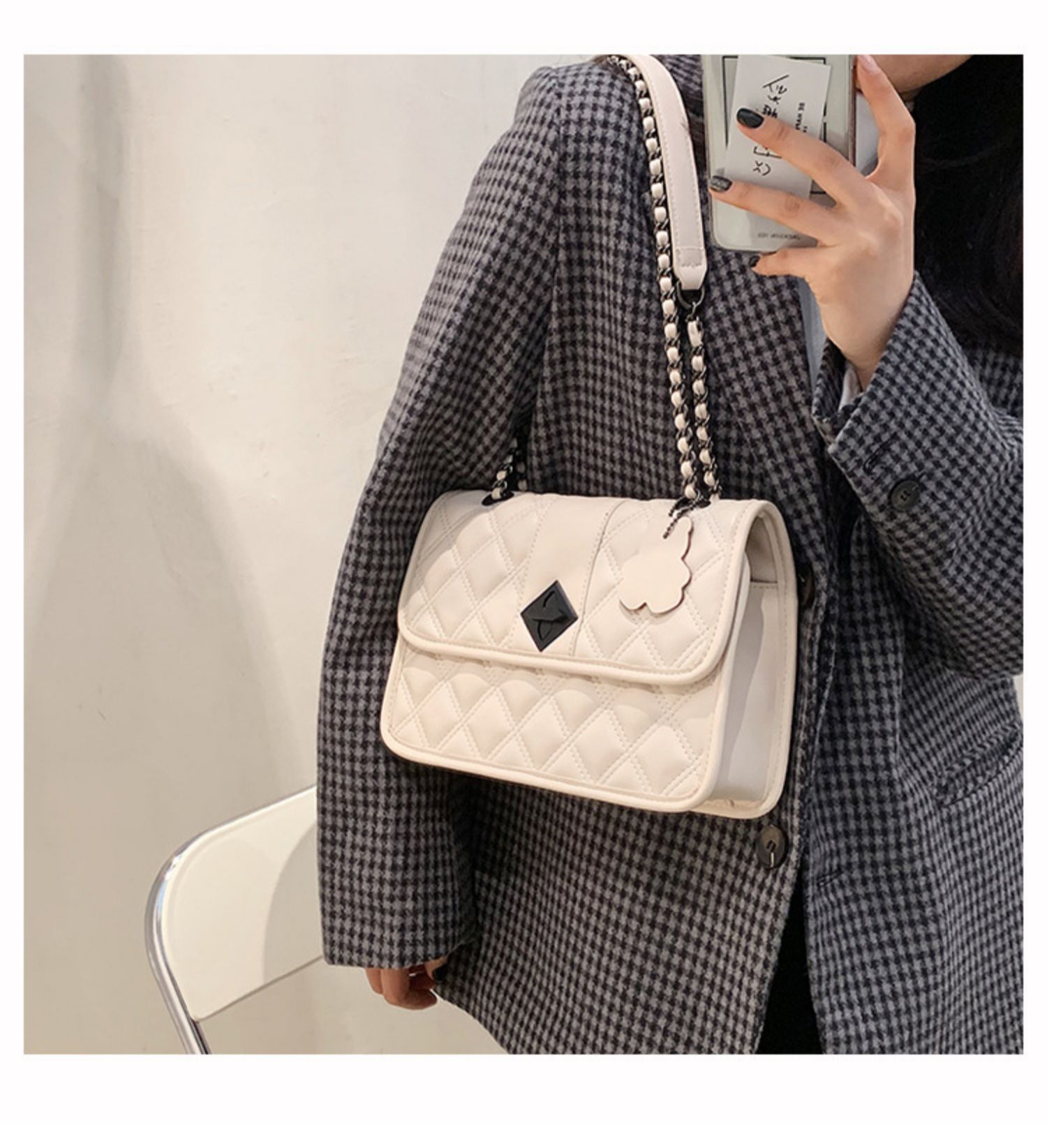 啄木鸟女包 包包2021新款时尚春款女包斜挎包大容量女ins包质感菱格