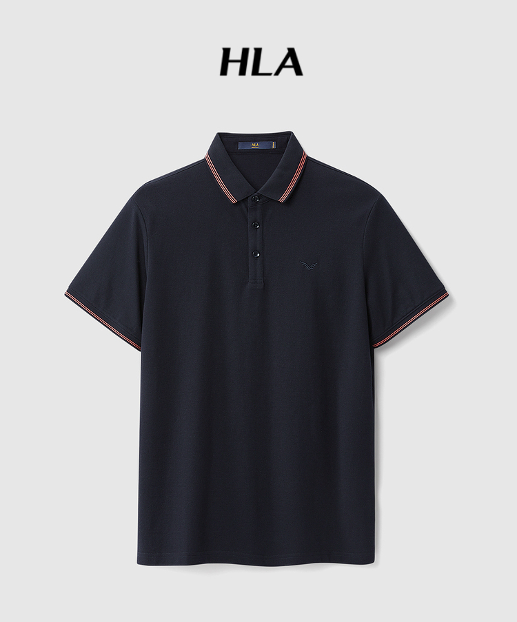 hla海澜之家领部细条纹polo衫2021夏季新品净色棉质上衣男hntpd2d037a