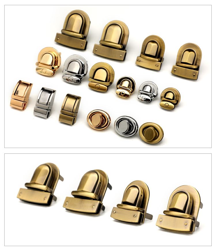 箱包插锁拧锁扣包包五金配件女包金属锁头箱包鸭舌锁diy皮具制椭圆拧