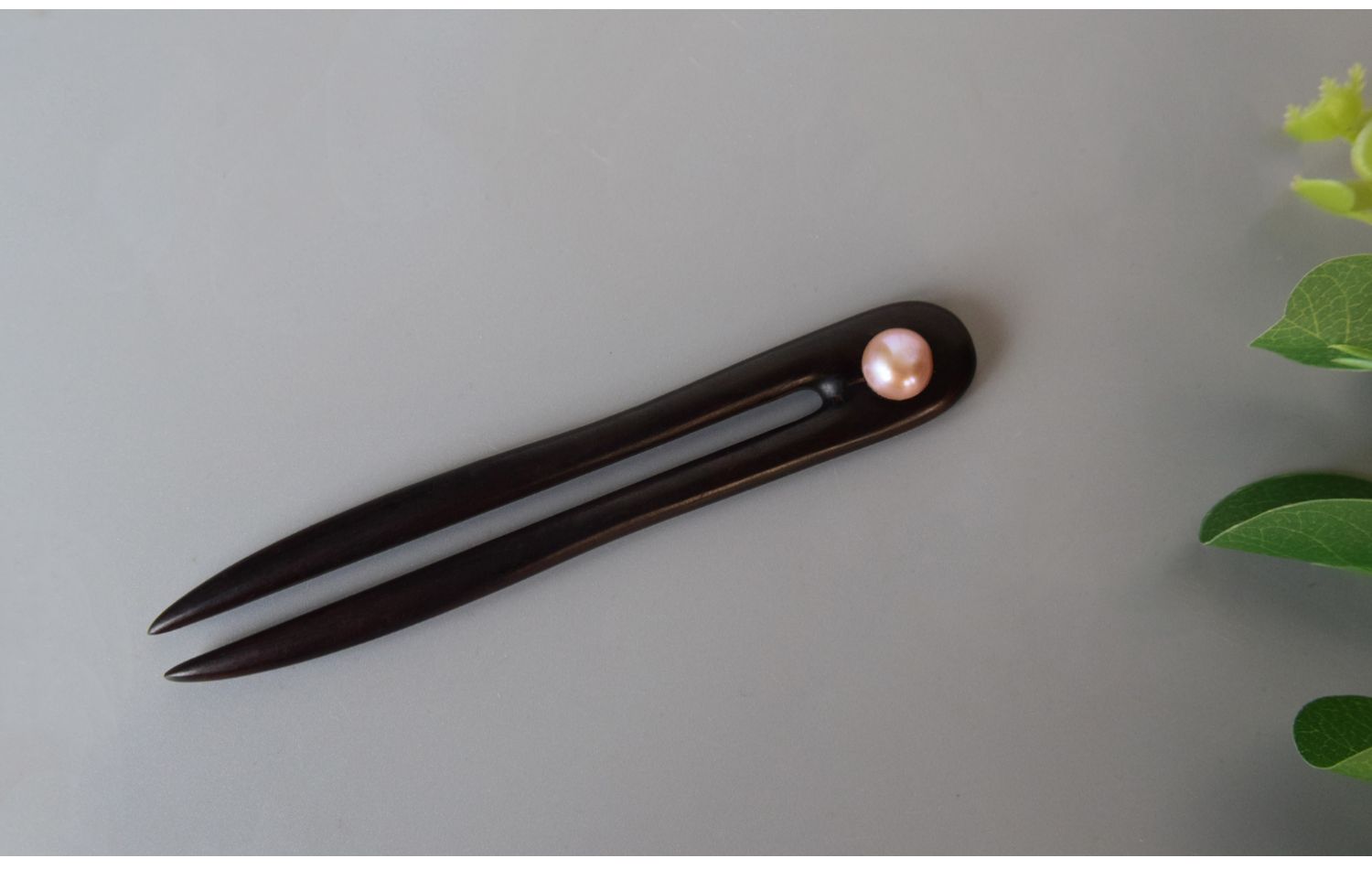 黑檀木珍珠u型短发簪钗日常简约现代盘发木簪子丸子头挽发 紫色u型