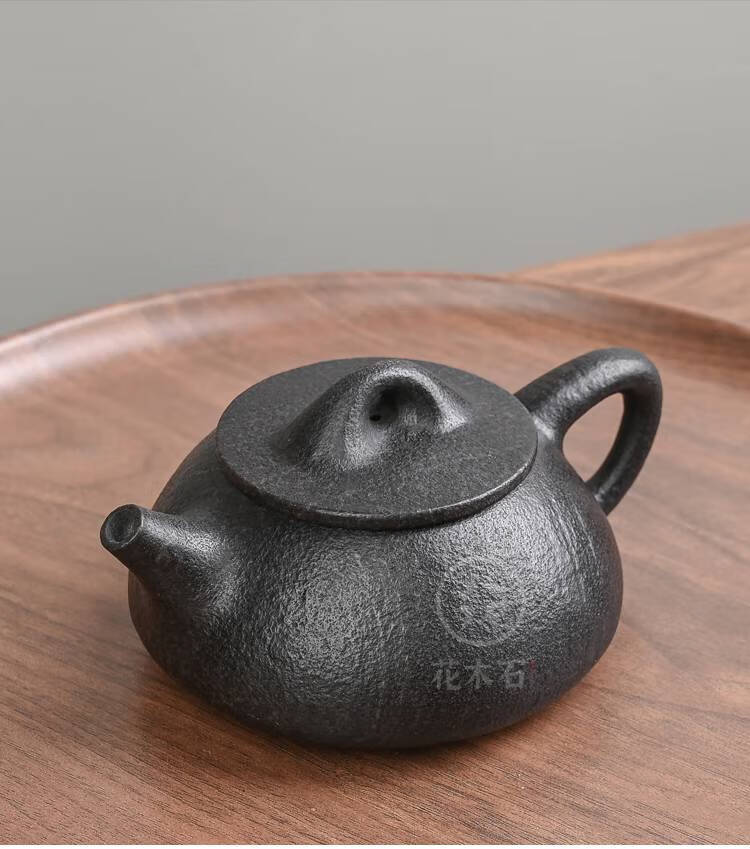 冰碛岩石壶 花木石天然手工冰碛岩石茶壶泡茶壶石头养生石瓢壶透光