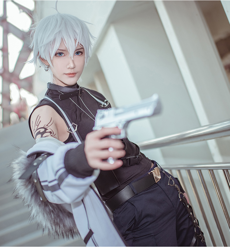 恋与制作人cos 深渊尽头新pv周棋洛cosplay服装白发酷男假发 全套c服