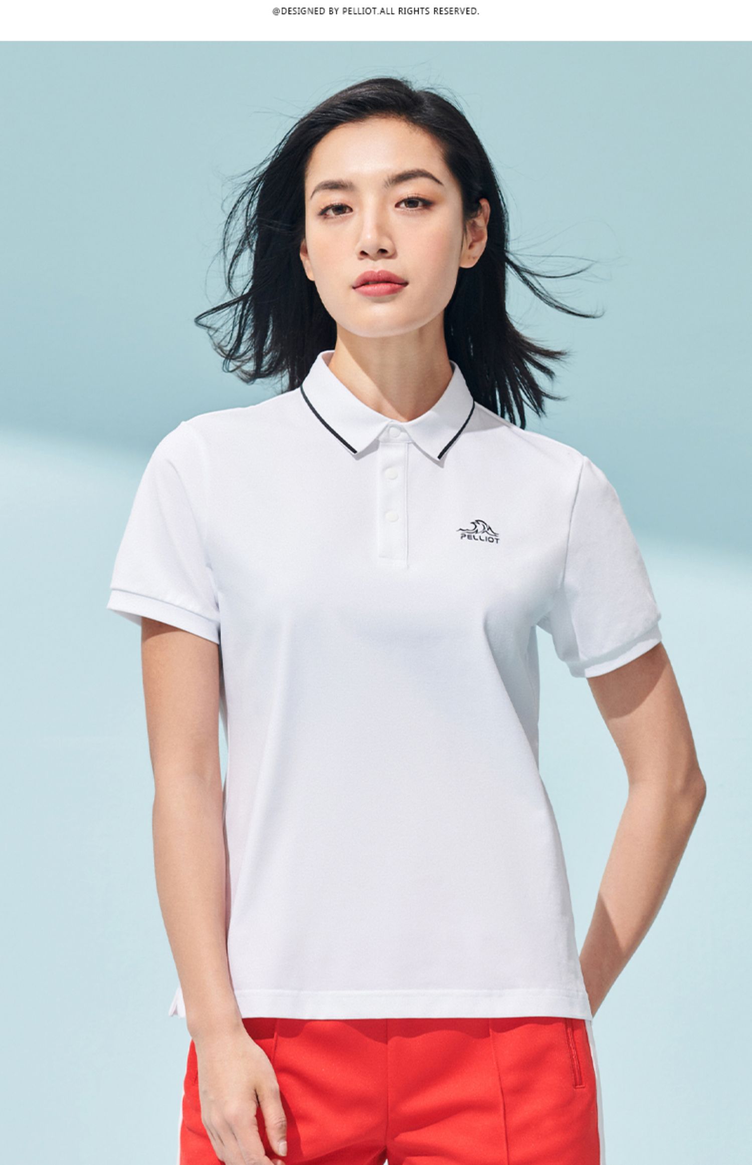 伯希和户外休闲polo衫女 2021新款翻领百搭透气薄短袖运动健身t恤 矅