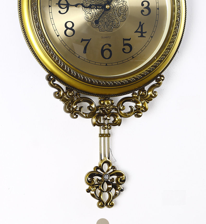 创意钟表欧式摇摆挂钟客厅个性静音时钟挂墙轻奢艺静音家用钟饰 琉璃