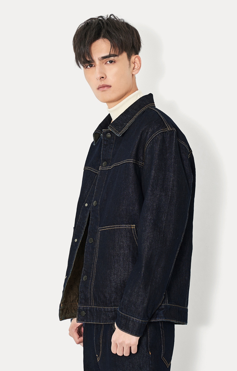 trendiano潮牌冬季男装纯棉工装夹克牛仔外套3re4094010 深蓝650 m