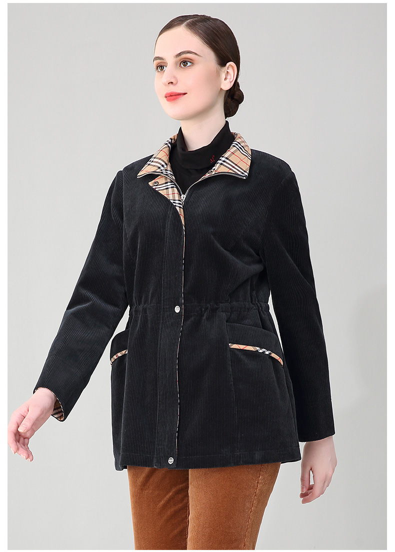 米兰登2021冬季新款中老年妈妈装加厚保暖时尚灯芯绒外套女宽松舒适