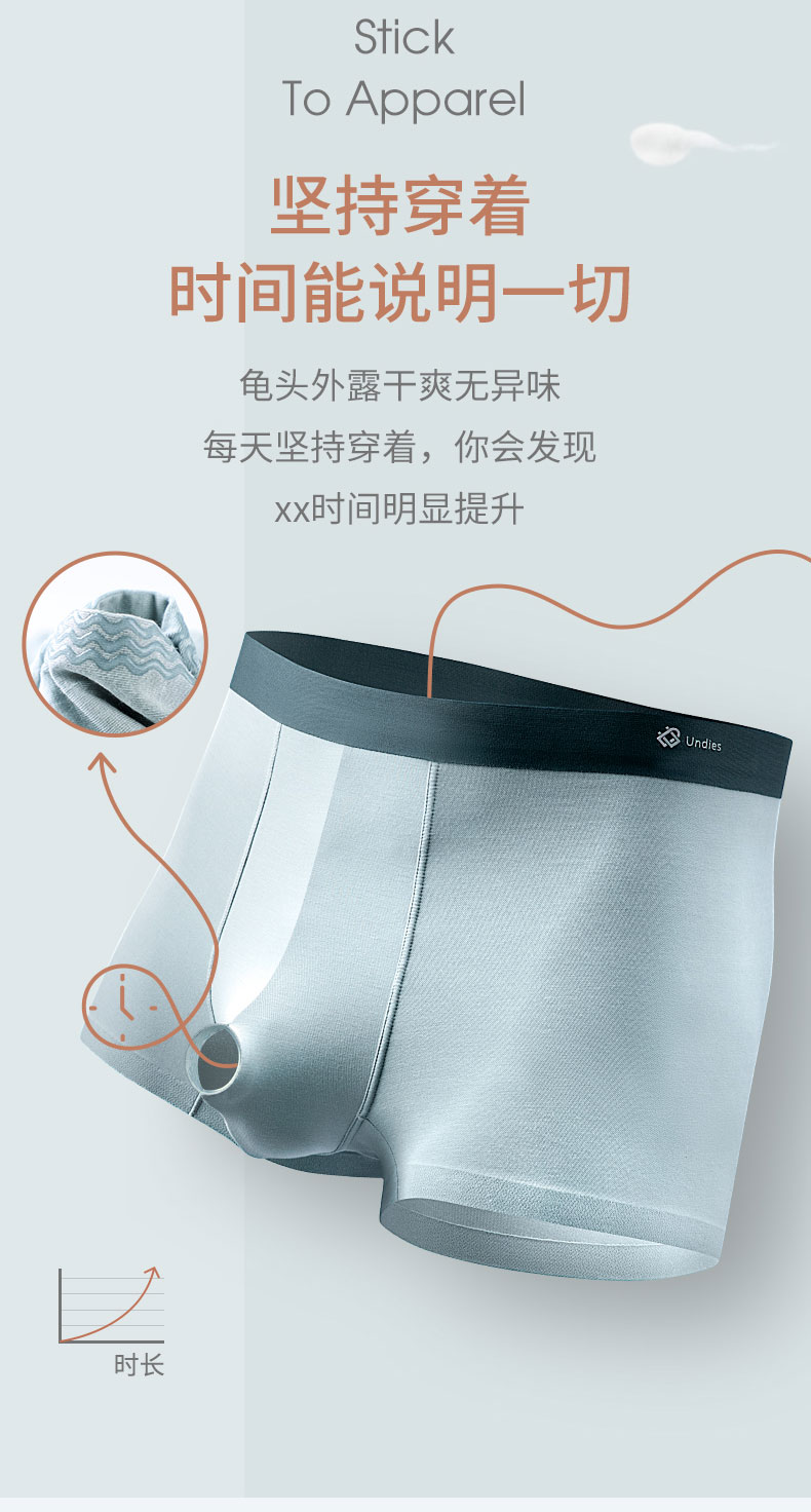 法国kj包皮阻复内裤枪弹分离内裤男夏舒适透气平角莫代尔短裤 锆蓝 铂