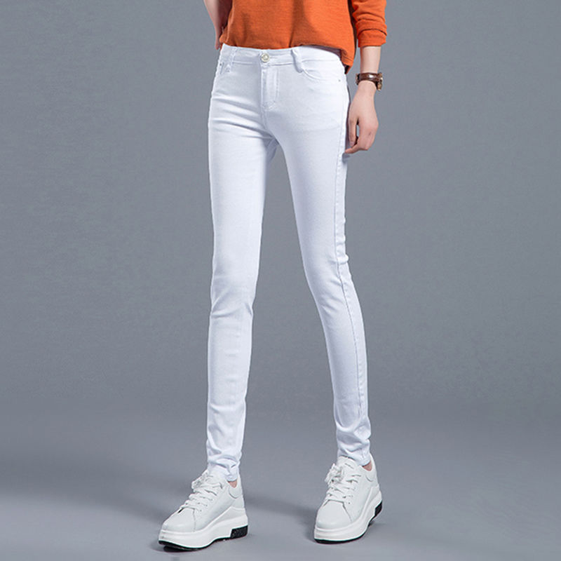 小脚裤春秋韩版女士弹力修身显瘦休闲铅笔长裤子白色白色26建议8595斤