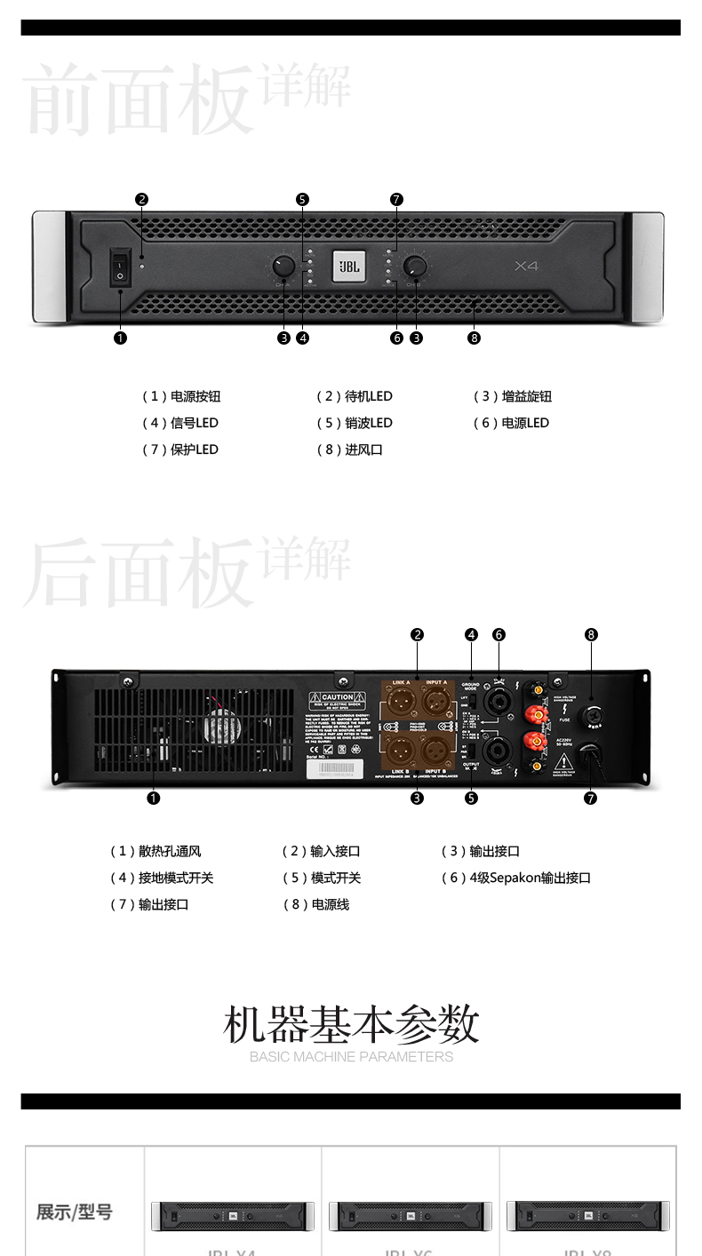 jblx6功放背面图片